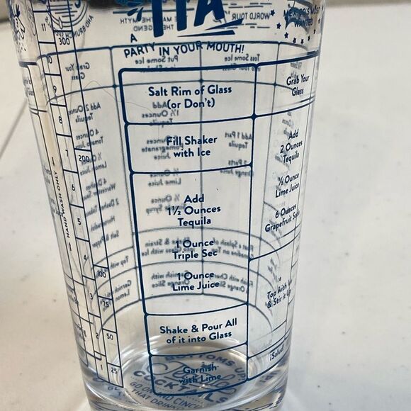 Good Measure Tequila Cocktail Recipe Glass with Blue Print - 7 Recipes-  16oz - Picture 5 of 7